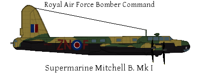 Side view of Mitchell B. Mk I in camouflage paint scheme